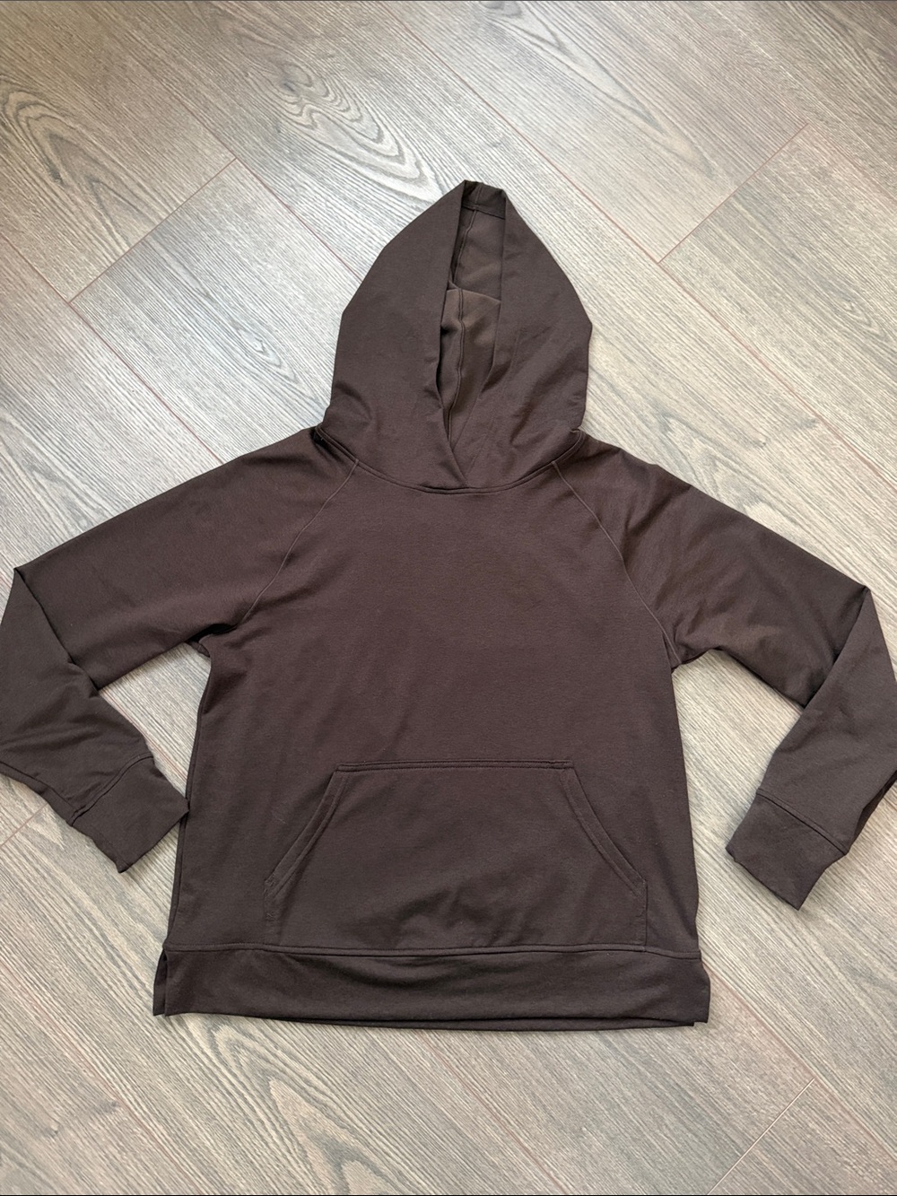 Danskin Womens Small Dark Brown Hoodie Long Sleeve Top Lightweight Casual Sporty